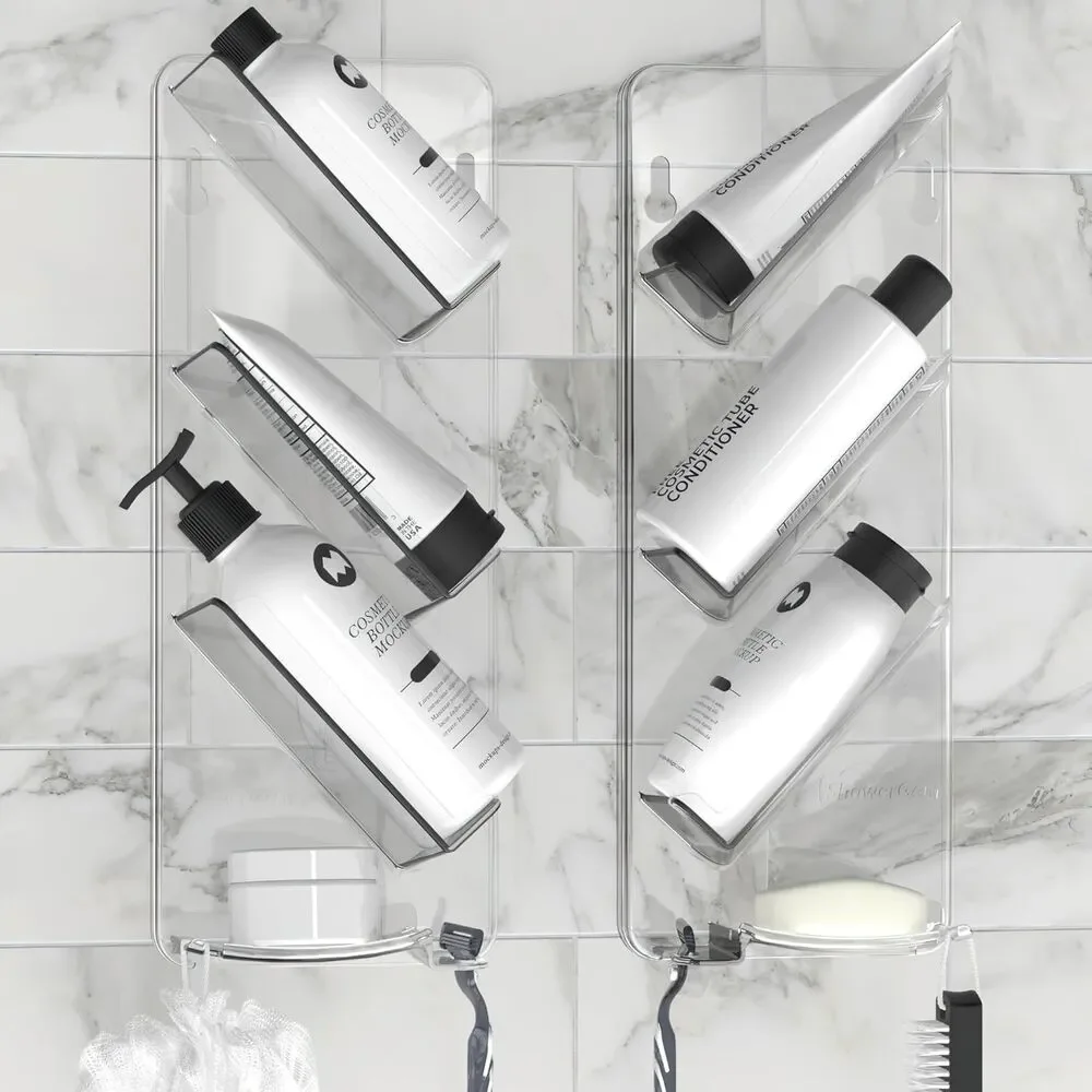 ShowerGem Acrylic Shower Organizer Twin Pack Caddy Shelf Aesthetic Storage NIB